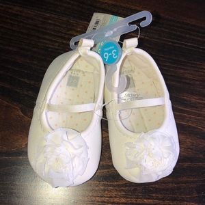 Carters Girls Dress Up Crib Shoe - white/cream NWT